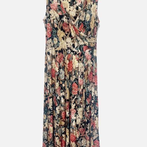 Peruvian‎ Connection Belvedere Romantic Floral Midi Surplice Faux Wrap Dress M - Picture 3 of 10